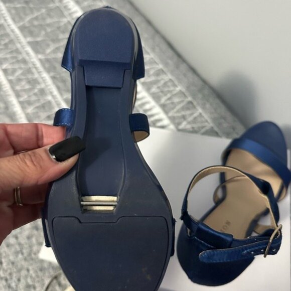 Pashion Footwear Blue Convertible Heels Sandals Size 7.5 Elegant Evening Chic - Picture 11 of 16